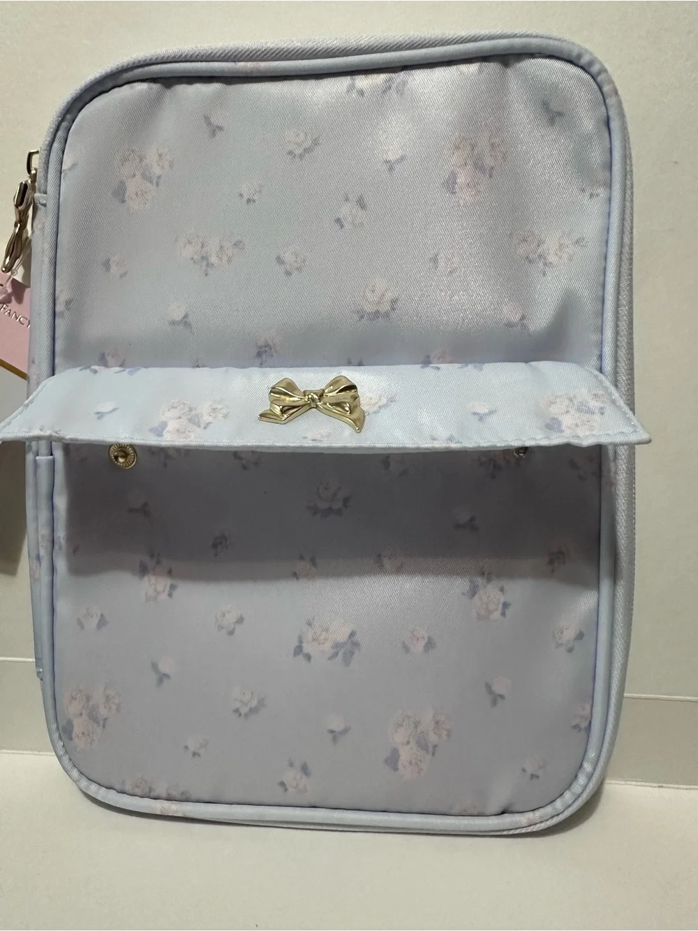 LoveShackFancy Everblooming Rosettes Blue Floral Brush/Tech Organizer Pouch